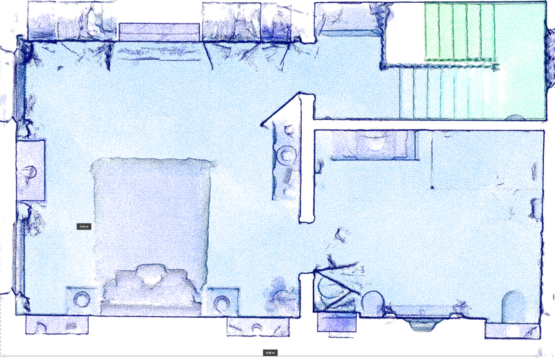 Measured plan slice of the New Kings Road scan, graded by height