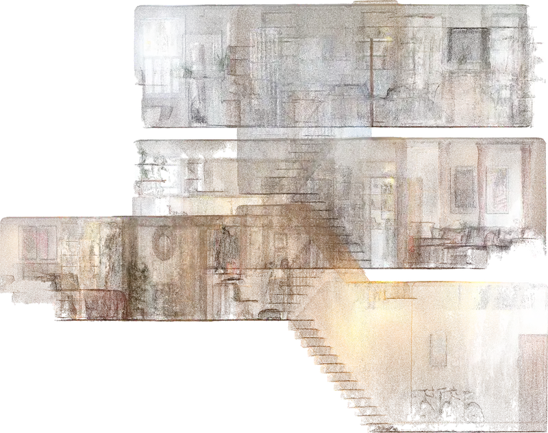 True-colour point cloud of the stairwell and upper floors, New Kings Road
