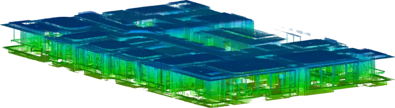 Three-dimensional view of the Peninsula Heights floor plate from a lower angle, coloured by height