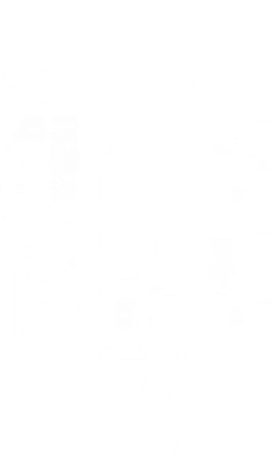 Measured plan of a detached house, showing room layout across several floors